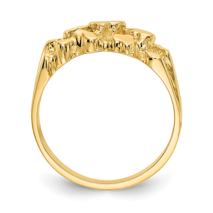 14k Yellow Gold Nugget Ring, Size: 8