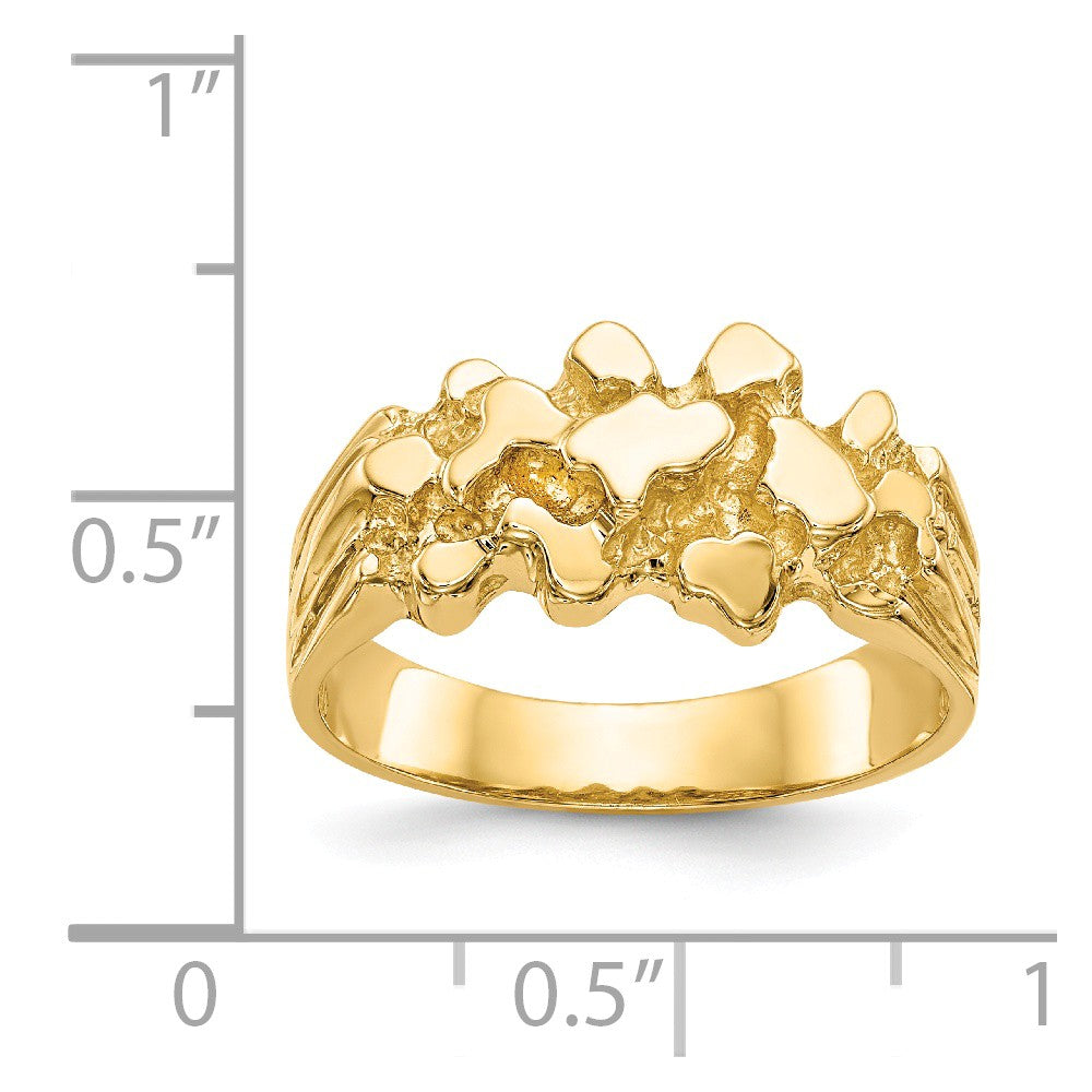 14k Yellow Gold Nugget Ring, Size: 8