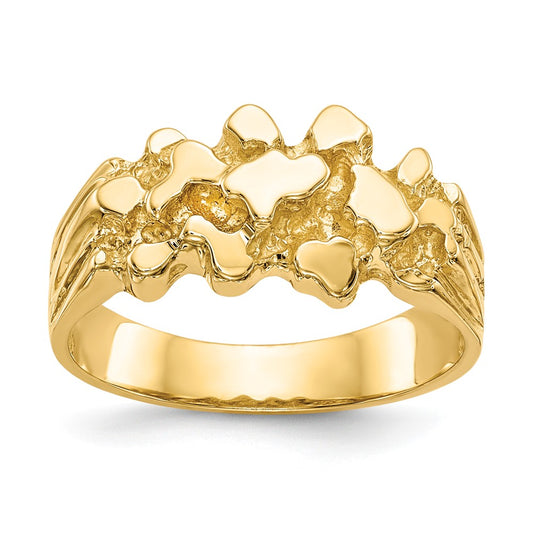 14k Yellow Gold Nugget Ring, Size: 8