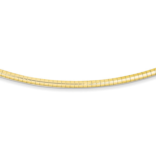 Million Charms 14k Yellow Gold, Necklace Chain, 3mm Domed Omega Necklace, Chain Length: 16 inches