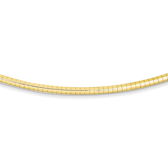 Million Charms 14k Yellow Gold, Necklace Chain, 3mm Domed Omega Necklace, Chain Length: 16 inches
