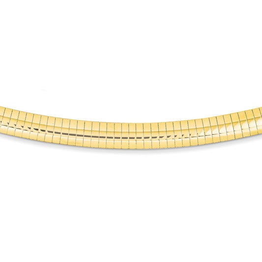 Million Charms 14k Yellow Gold, Necklace Chain, 8mm Domed Omega Necklace, Chain Length: 16 inches