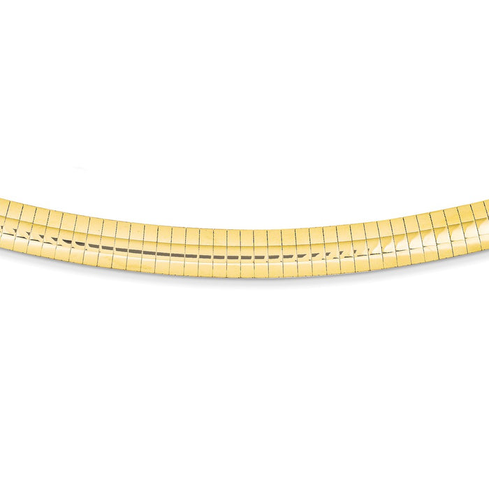 Million Charms 14k Yellow Gold, Necklace Chain, 8mm Domed Omega Necklace, Chain Length: 16 inches