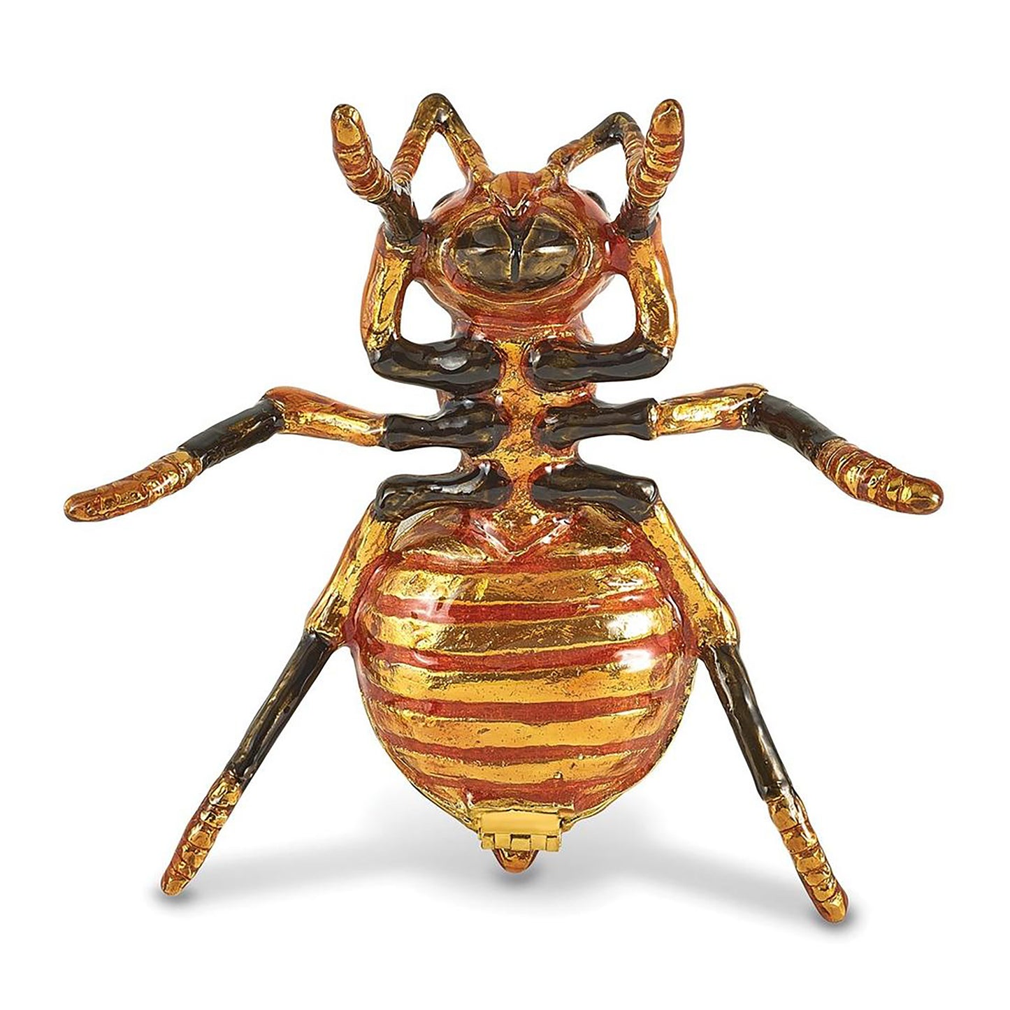 Bejeweled Ember Red Ant Trinket Container Bejeweled Trinket Box with Matching 18 Inch Necklace, Hand Painted Enameled Collectible Gift