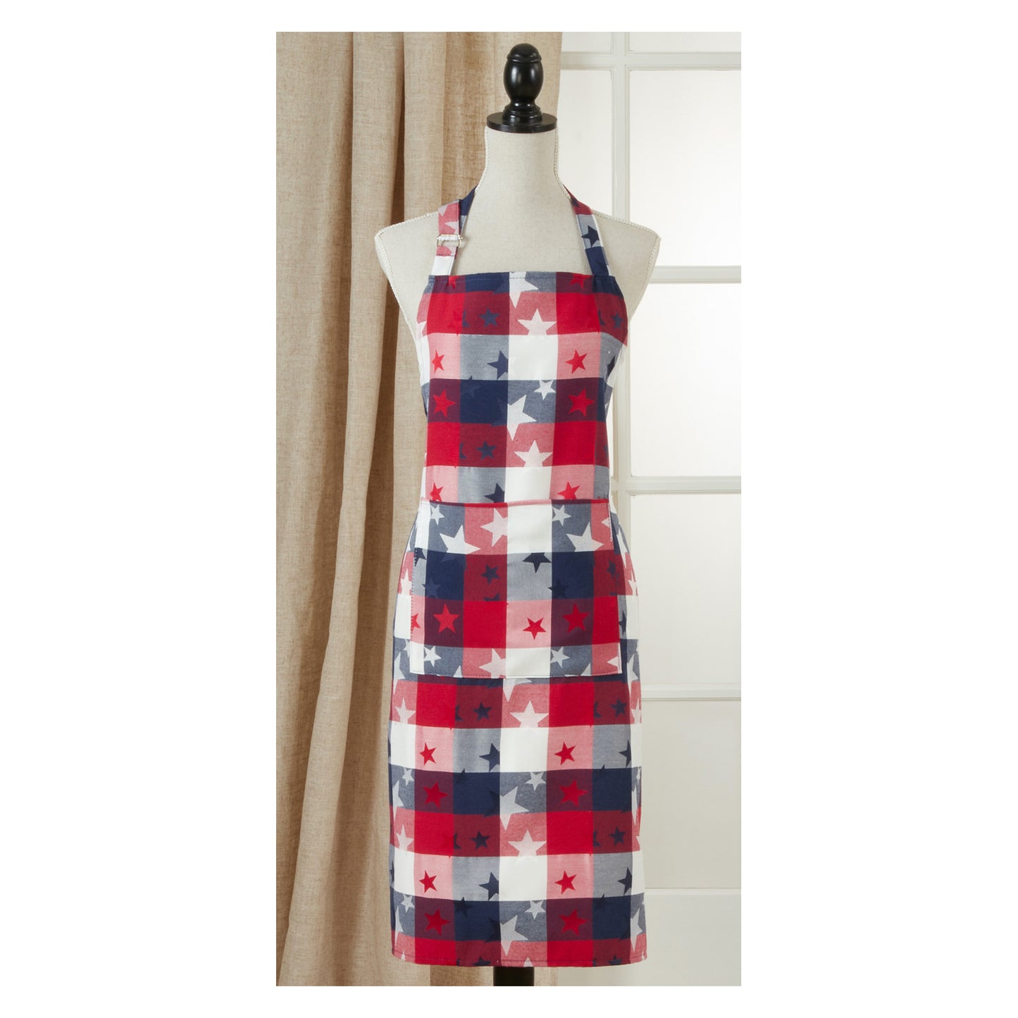 Red White & Blue 100% cotton US Flag Apron Full Length