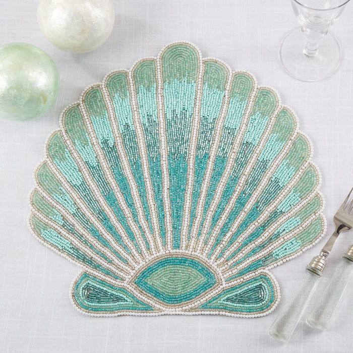 Occasion Gallery Nautical Sealife Themed Aqua Blue Beaded Runners and Placemats