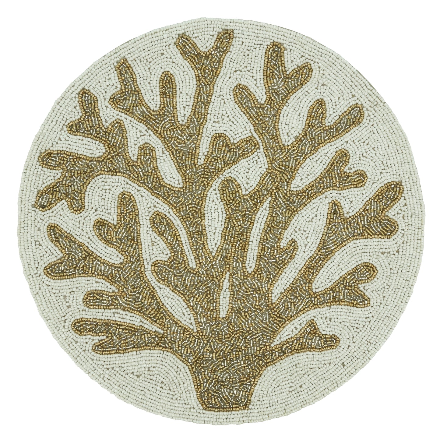 Occasion Gallery Nautical Sealife Themed Gold-tone Sea Shell and Coral Reef Beaded Runners and Placemats