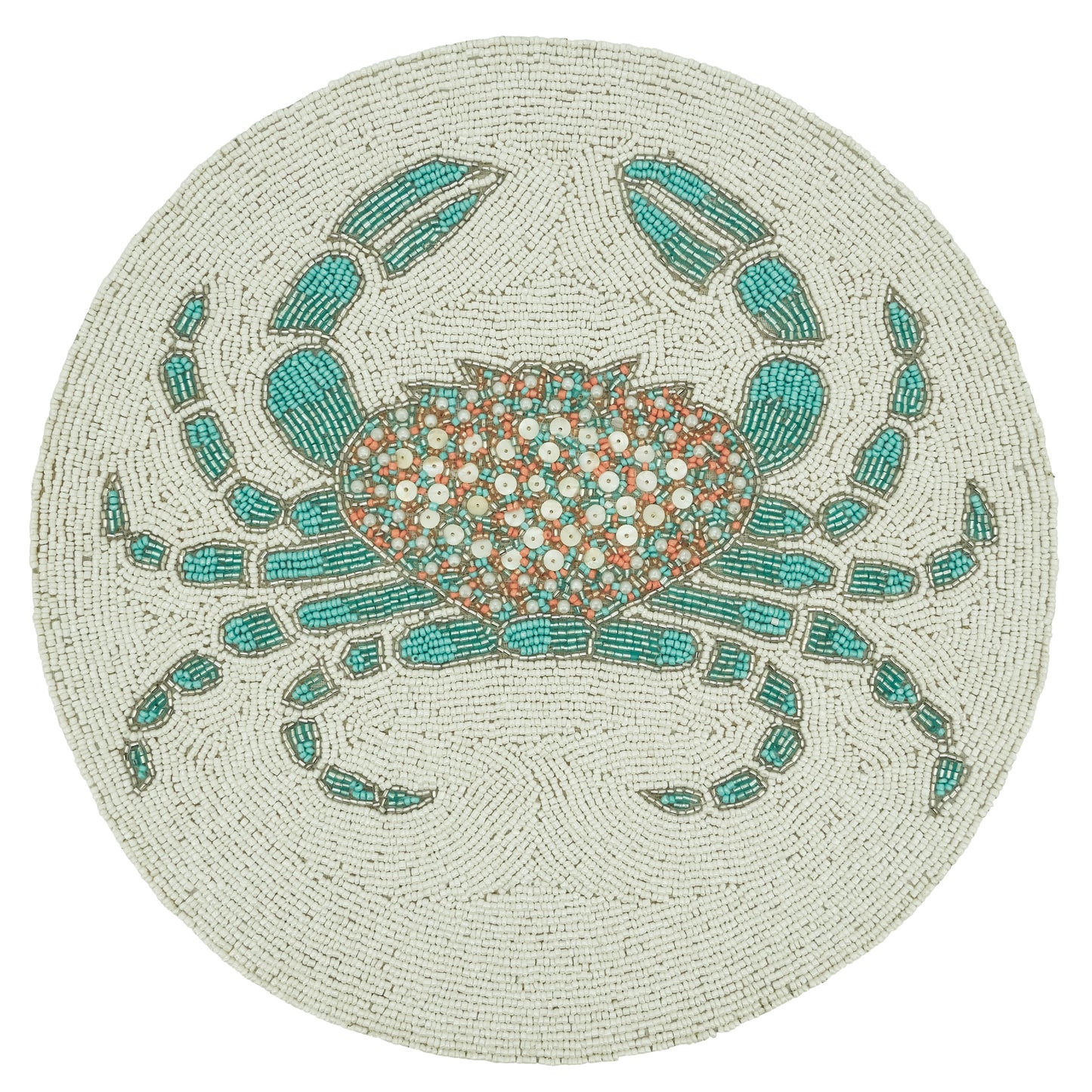 Occasion Gallery Nautical Sealife Themed Aqua Blue Beaded Runners and Placemats