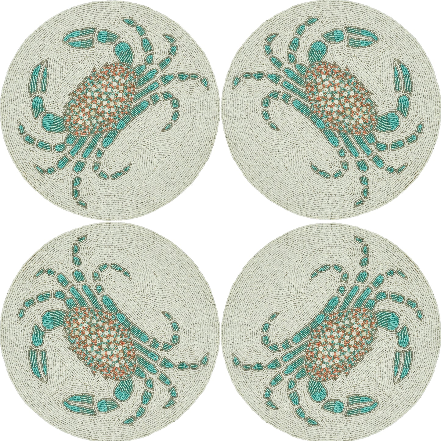 Occasion Gallery Nautical Sealife Themed Aqua Blue Beaded Runners and Placemats