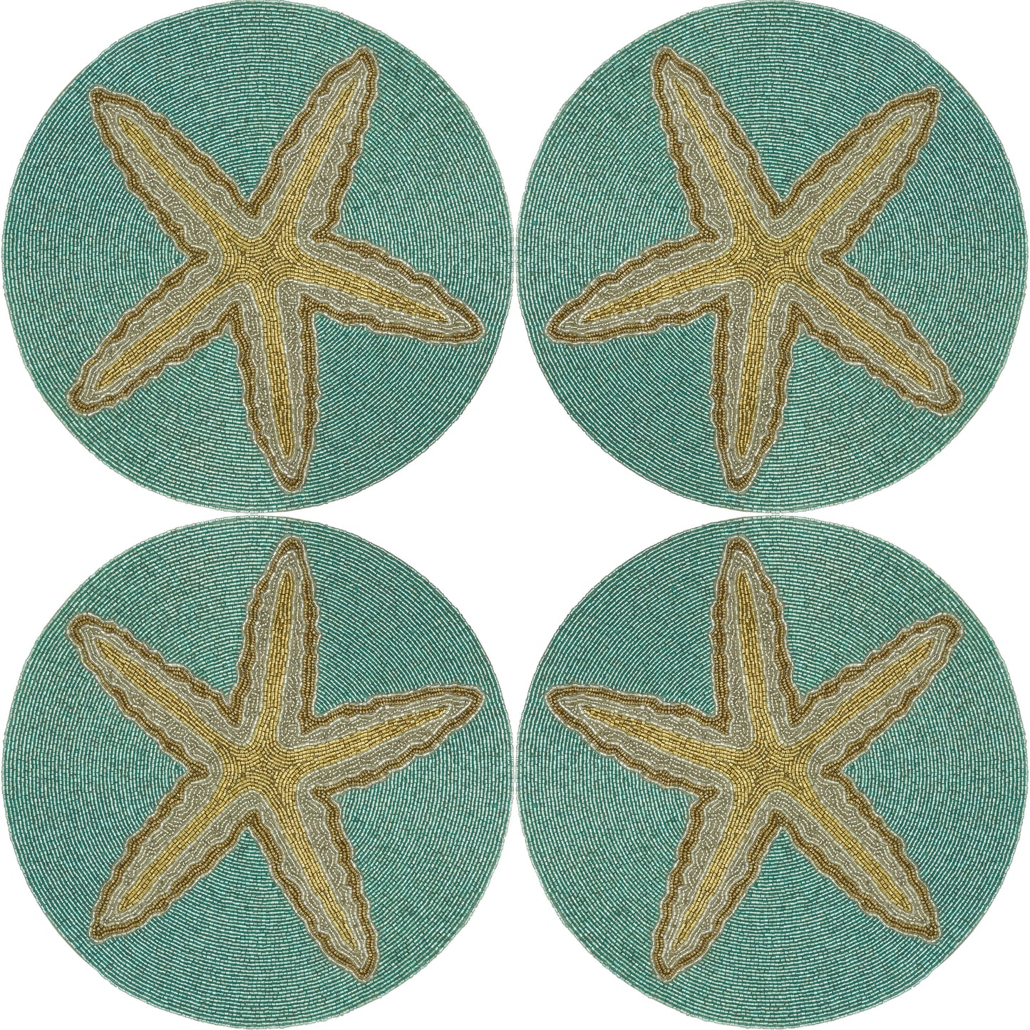 Occasion Gallery Nautical Sealife Themed Aqua Blue Beaded Runners and Placemats