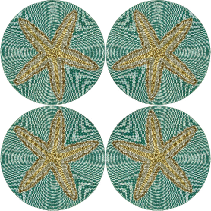 Occasion Gallery Nautical Sealife Themed Aqua Blue Beaded Runners and Placemats
