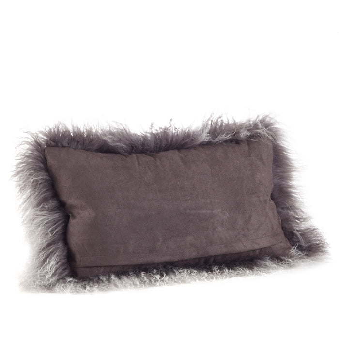 Genuine Mongolian Fur Pillows, Poly Filled, 12x20 inches
