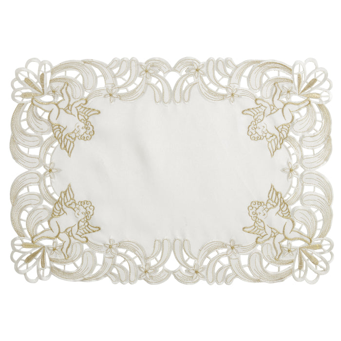 Holiday Christmas Special Occasion Embroidered and Cut-out Cupid Dinner Table Linens, Weddings Banquets Showers 100% polyester