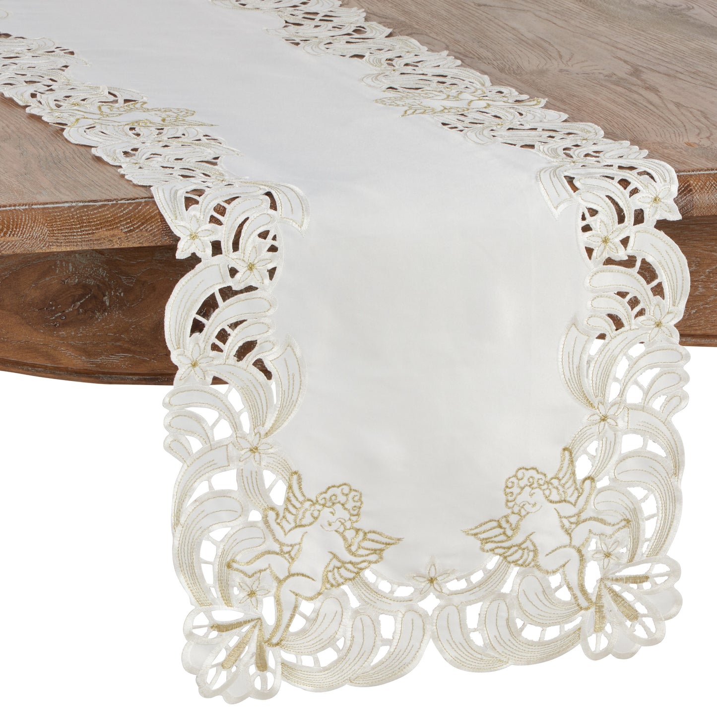 Holiday Christmas Special Occasion Embroidered and Cut-out Cupid Dinner Table Linens, Weddings Banquets Showers 100% polyester