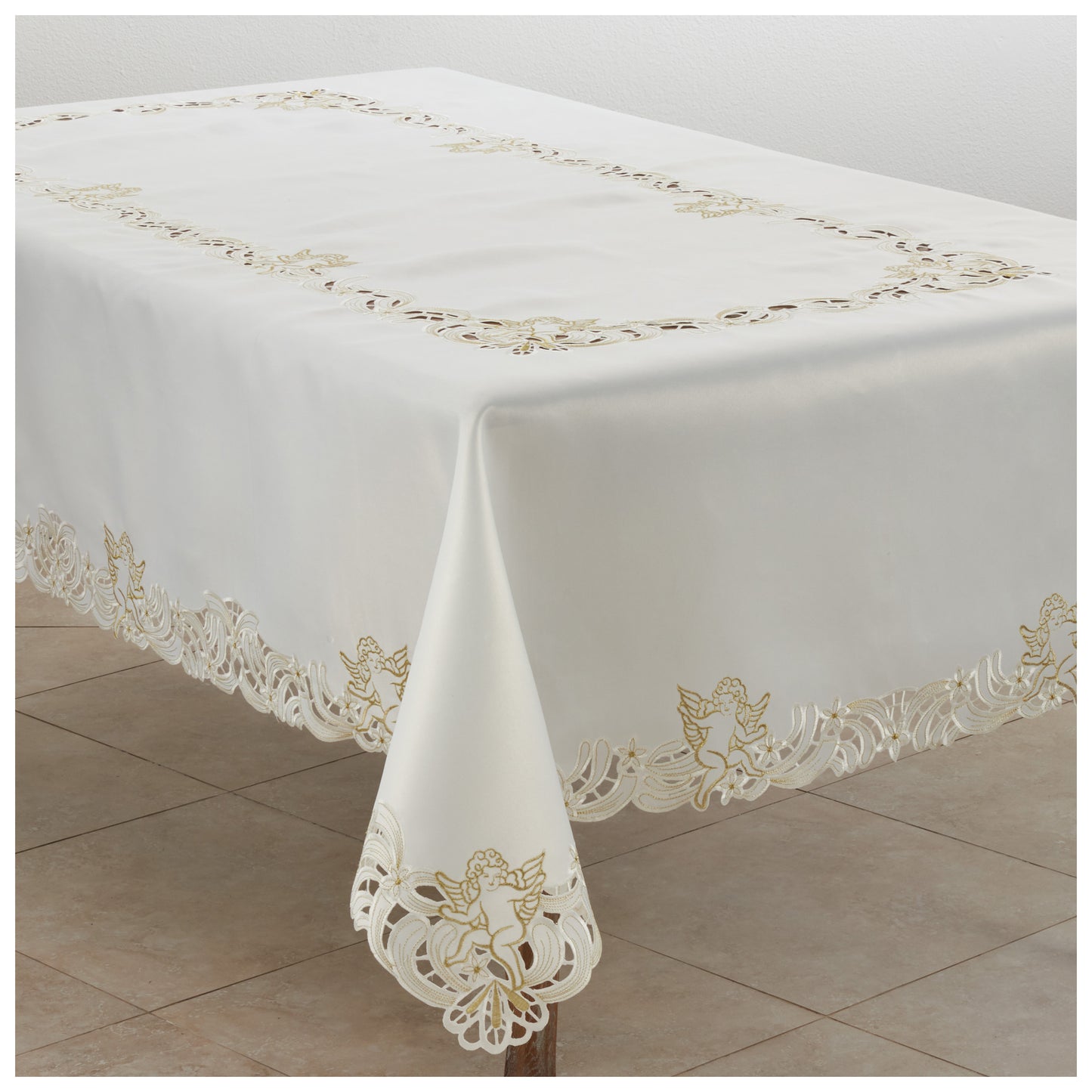 Holiday Christmas Special Occasion Embroidered and Cut-out Cupid Dinner Table Linens, Weddings Banquets Showers 100% polyester