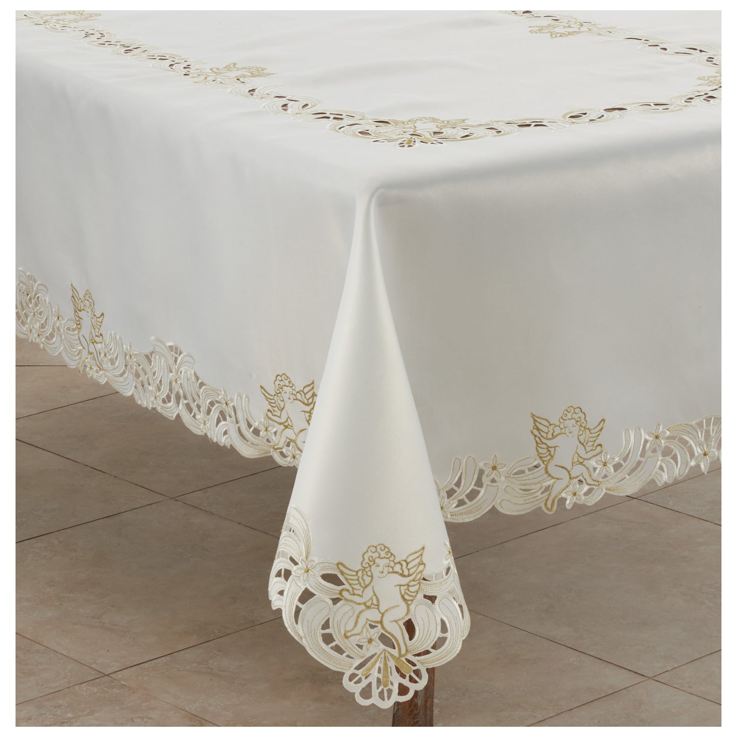 Holiday Christmas Special Occasion Embroidered and Cut-out Cupid Dinner Table Linens, Weddings Banquets Showers 100% polyester