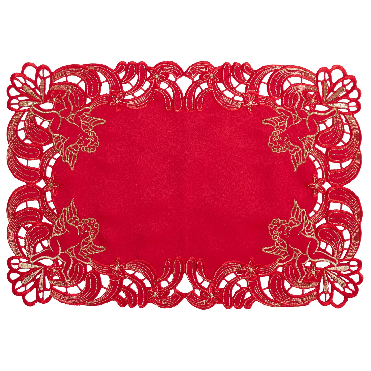 Holiday Christmas Special Occasion Embroidered and Cut-out Cupid Dinner Table Linens, Weddings Banquets Showers 100% polyester
