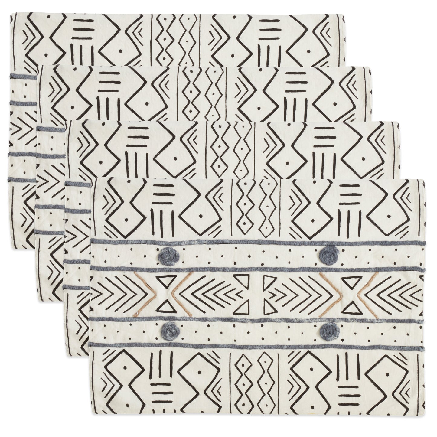 White African Mud Cloth Inspired Table Linens, 100% cotton