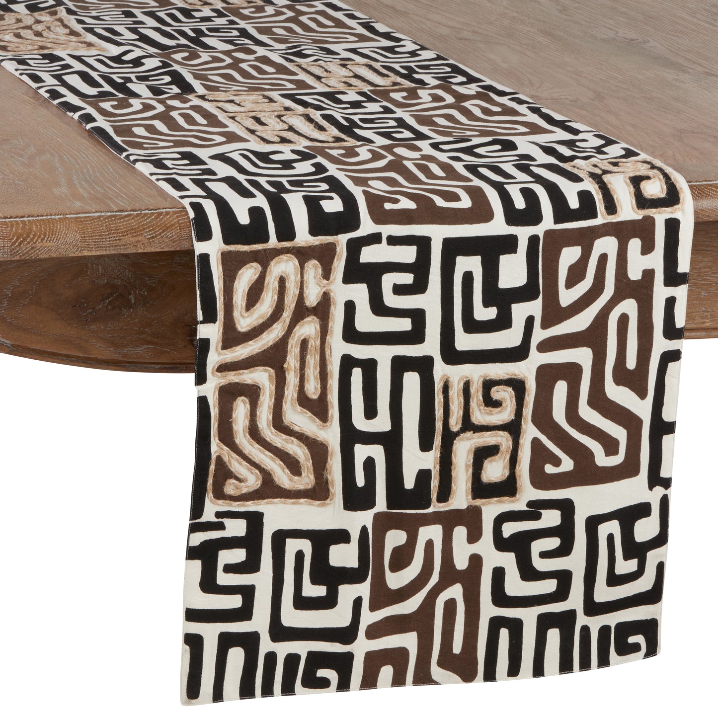 Black African Inspired Kuba Cloth Print Table Linens, 100% cotton