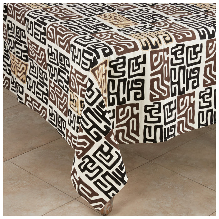 Black African Inspired Kuba Cloth Print Table Linens, 100% cotton