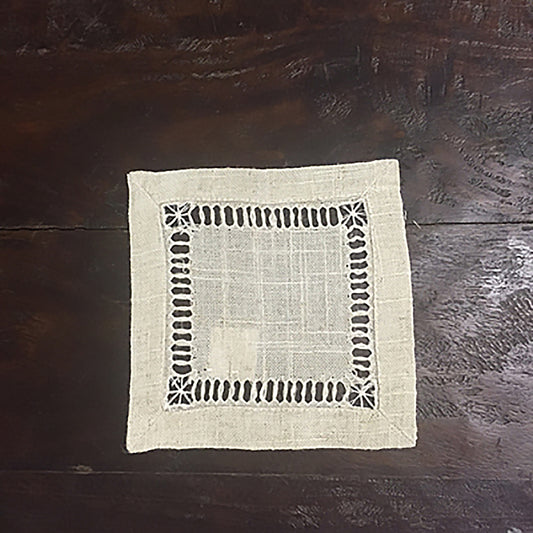 Natural Beige, Classic Tuscany Hemtitch Design 6 Inch Square Coasters (12 piece set)