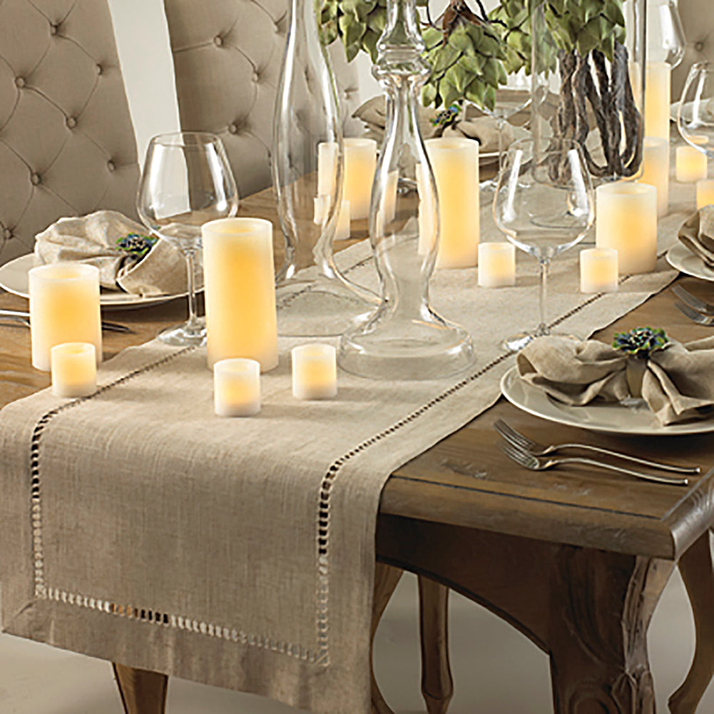 Natural Beige, Classic Tuscany Hemstitch Design Runners (Choose Size)