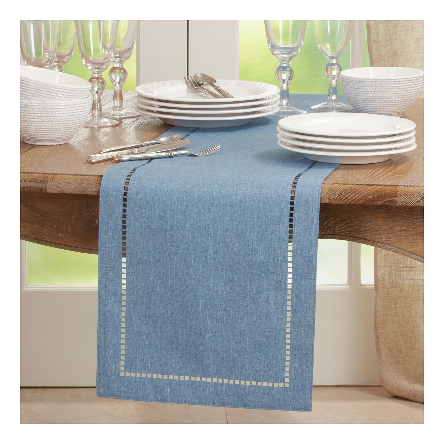 Laser-Cut Hemstitch Table Runners, Available in Various Colors and Sizes