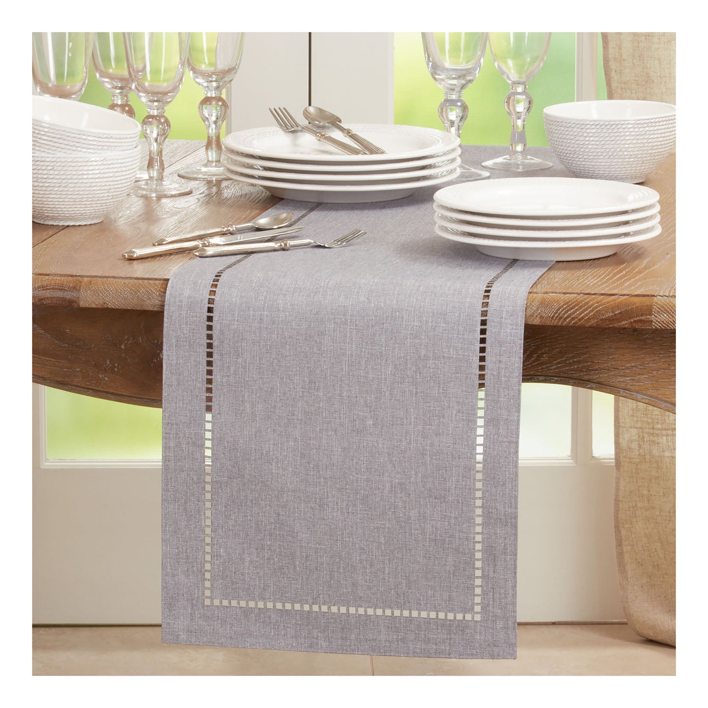 Laser-Cut Hemstitch Table Runners, Available in Various Colors and Sizes