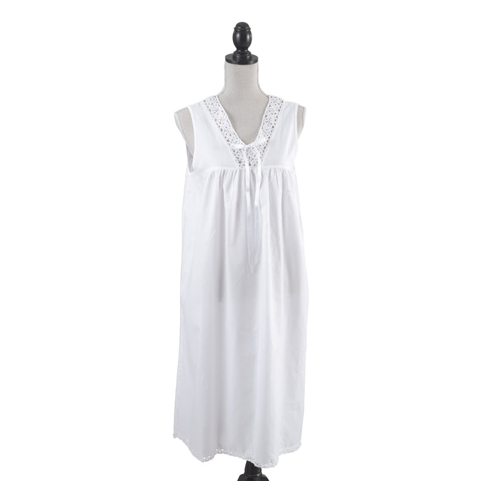 Taleen White 100% Cotton Embroidered Nightgown Nightdress