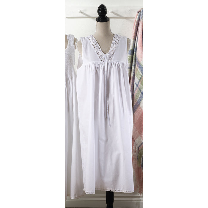 Taleen White 100% Cotton Embroidered Nightgown Nightdress