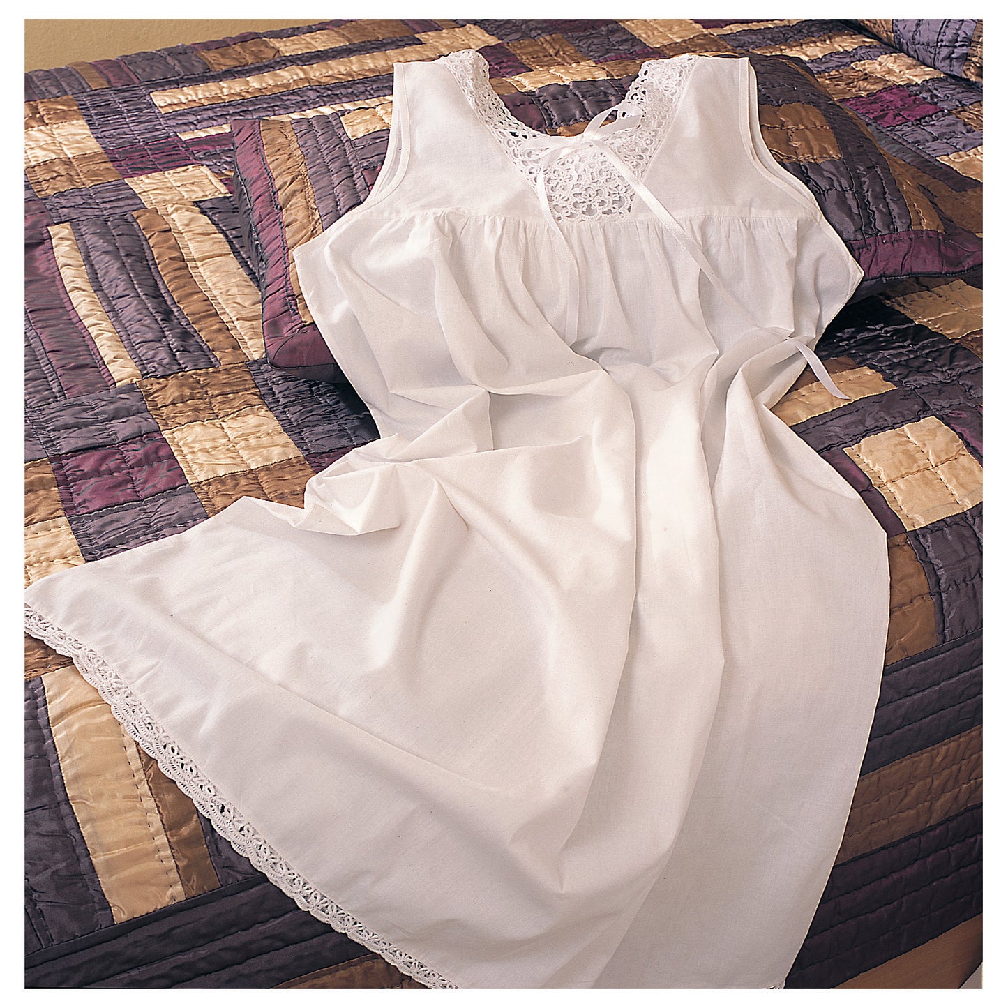 Taleen White 100% Cotton Embroidered Nightgown Nightdress