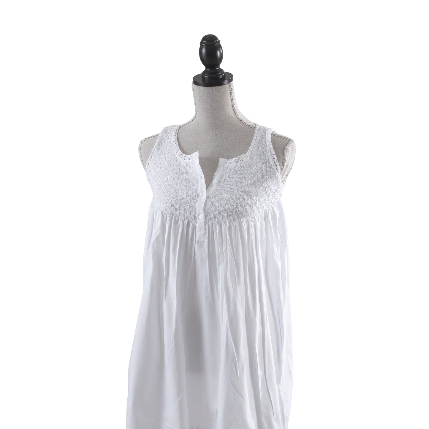 White 100% Cotton Embroidered Nightgown Nightdress