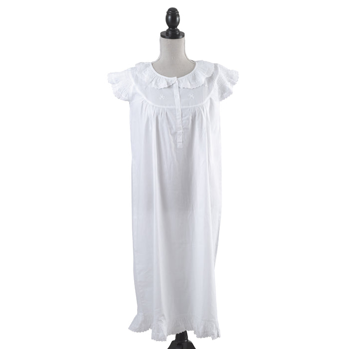 White 100% Cotton  Embroidered Nightgown Nightdress