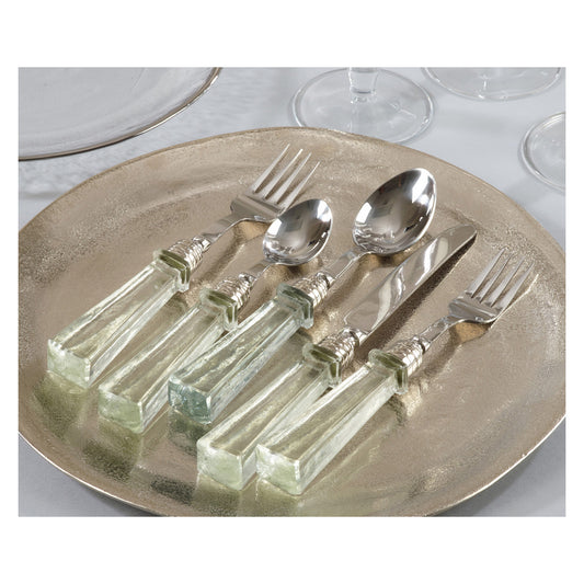 Occasion Gallery Clear Glass Handle Flatware, Cheese Sets, and Cocktail Knife and Fork Sets, Stainless Steel 14/1 - Glass