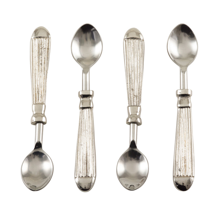 Occasion Gallery Silver Ribbed Flatware, Coctail Knives, Spoons, Forks, and Cheese Sets, Made of Brass, Steel