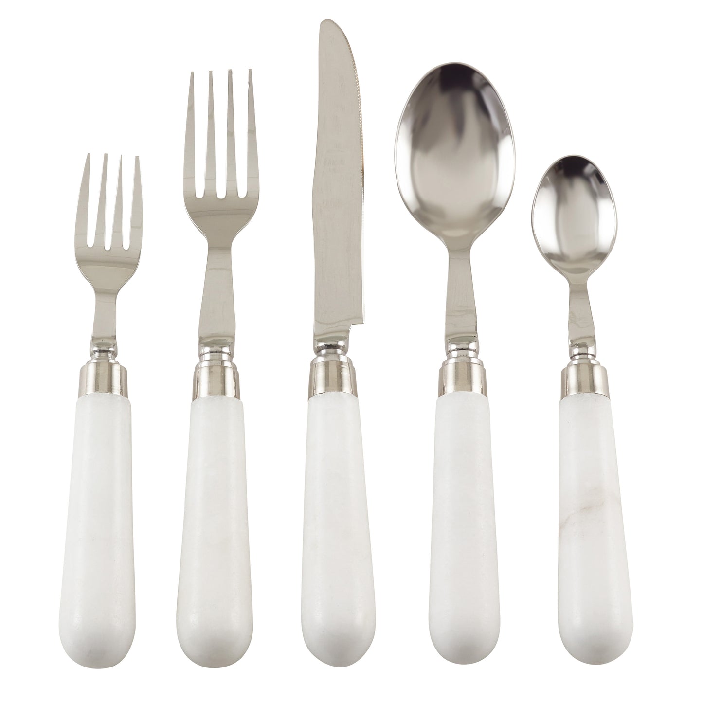 Occasion Gallery Ivory Marble Flatware and Cheese Sets, Stainless Steel, Brass, stone