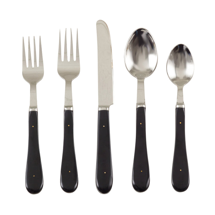 Occasion Gallery Black Bone Flatware, Set of 5 (1 Place Setting), Stainless Steel, Resin