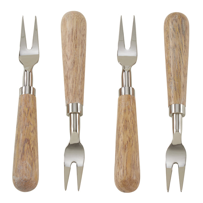 Occasion Gallery Natural Wood Flatware, Cheese Cutlery, Cocktail Knives, Spoons, and Fork Sets, Stainless Steel - Mango Wood