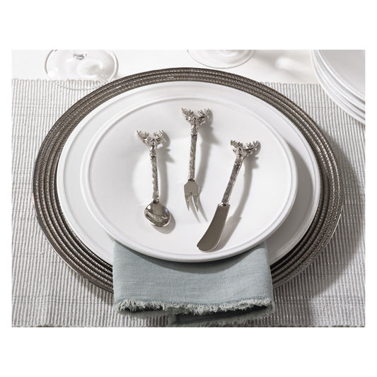 Occasion Gallery Silver Reindeer Cocktail Knives, Spoons, Forks, Cheese Cutlery, Salad Servers and Flatware Sets, Made of Brass, Steel