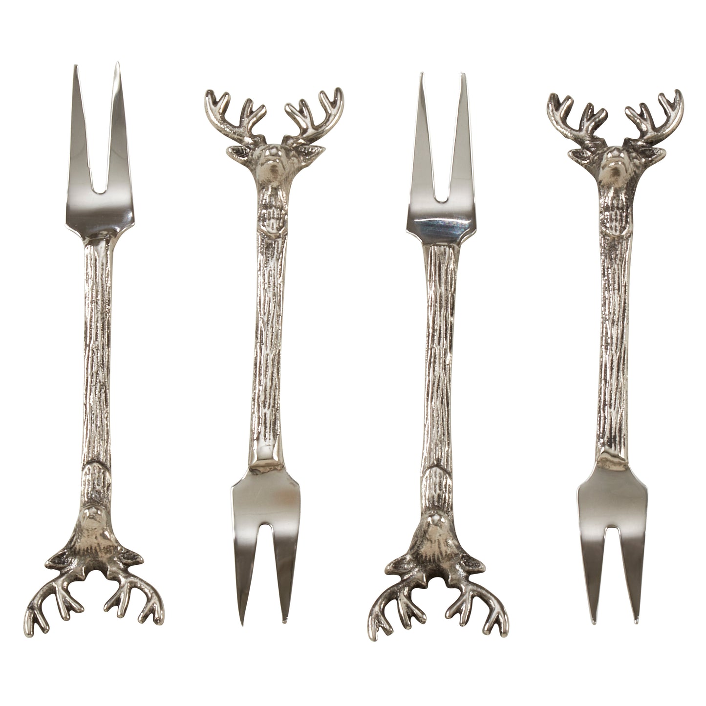 Occasion Gallery Silver Reindeer Cocktail Knives, Spoons, Forks, Cheese Cutlery, Salad Servers and Flatware Sets, Made of Brass, Steel