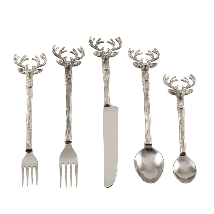 Occasion Gallery Silver Reindeer Cocktail Knives, Spoons, Forks, Cheese Cutlery, Salad Servers and Flatware Sets, Made of Brass, Steel