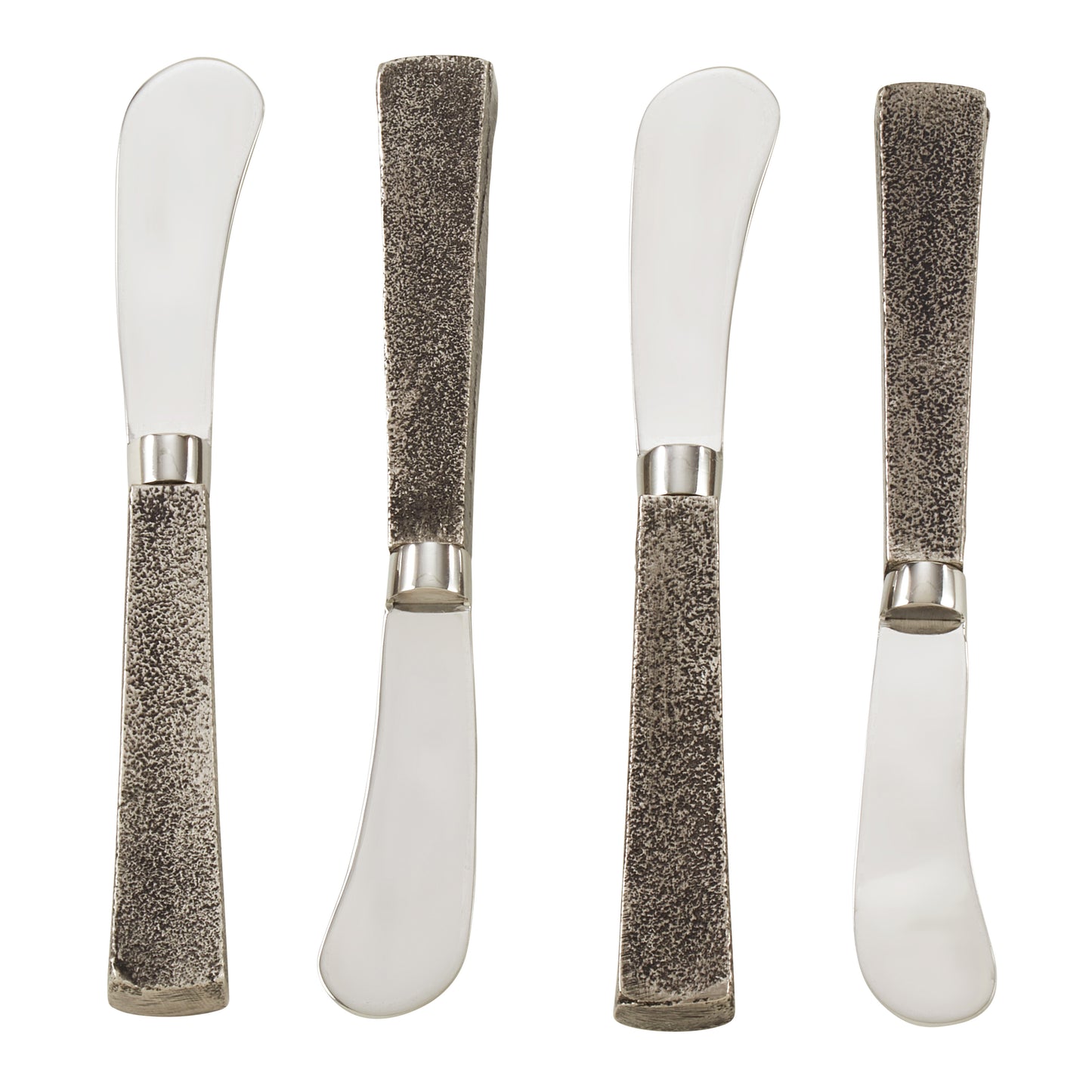 Occasion Gallery Silver Square Handle Flatware, Cheese Cutlery, Knives, Spoons, and Fork Sets, Made of Stainless Steel and Aluminum