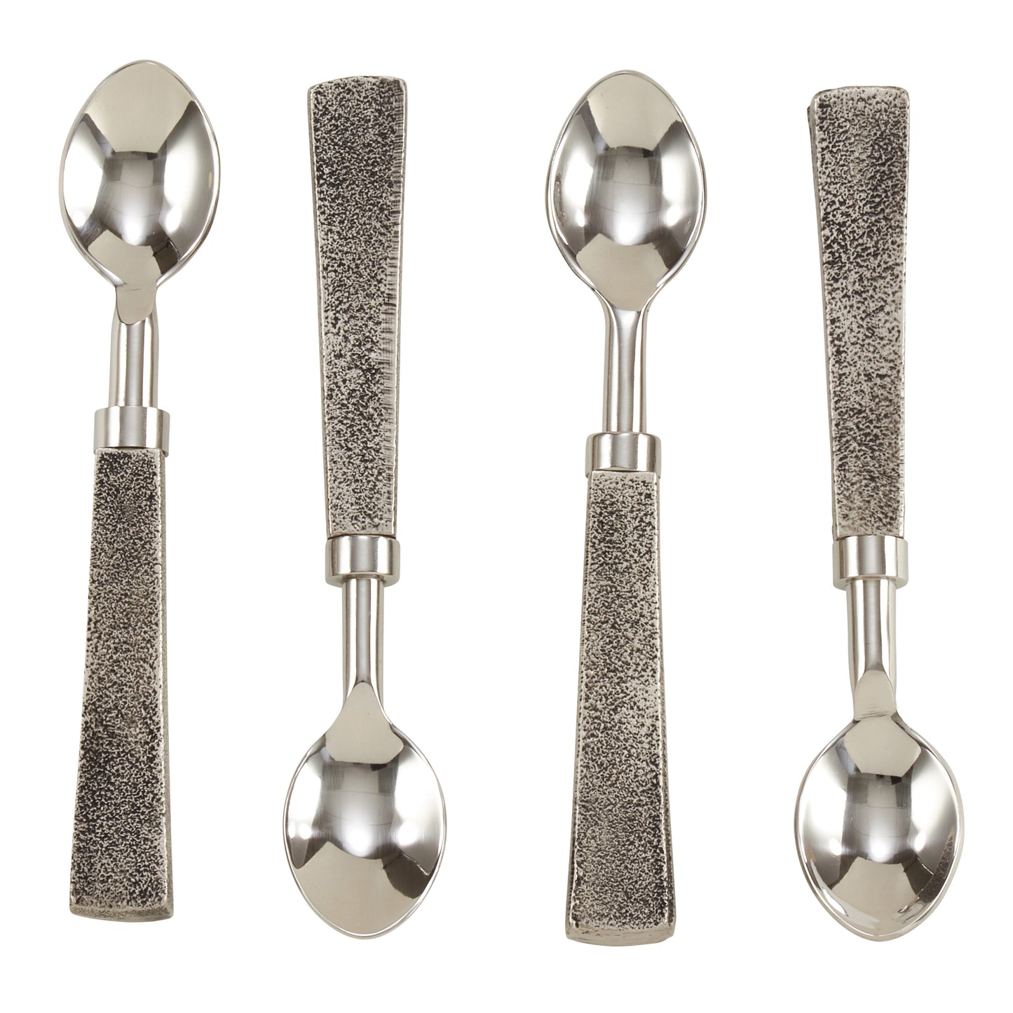 Occasion Gallery Silver Square Handle Flatware, Cheese Cutlery, Knives, Spoons, and Fork Sets, Made of Stainless Steel and Aluminum