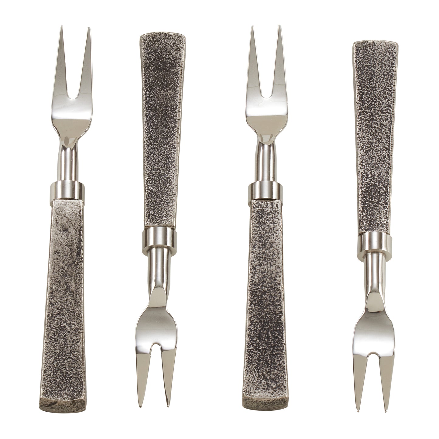 Occasion Gallery Silver Square Handle Flatware, Cheese Cutlery, Knives, Spoons, and Fork Sets, Made of Stainless Steel and Aluminum