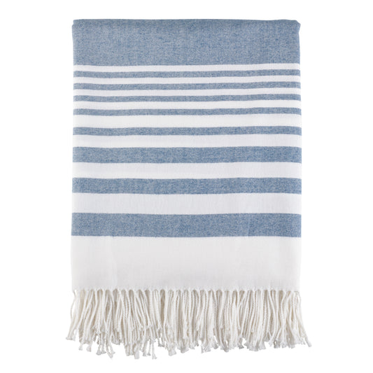 Occasion Gallery Navy Blue Striped Decorative Cozy Throw Blanket,  50" X 60" 60% Acrylic 40% Cotton (1 piece)