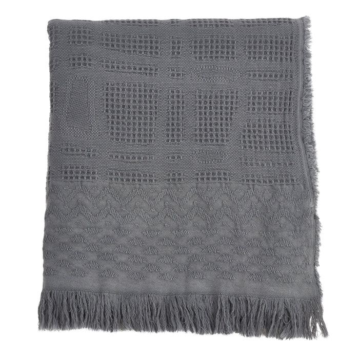 Occasion Gallery Grey Cross Hatch Waffle Weave Decorative Cozy Throw Blanket,  50" X 60" 100% Cotton (1 piece)