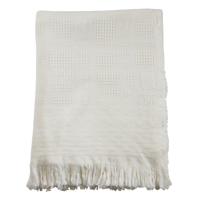 Occasion Gallery Ivory Cross Hatch Waffle Weave Decorative Cozy Throw Blanket,  50" X 60" 100% Cotton (1 piece)