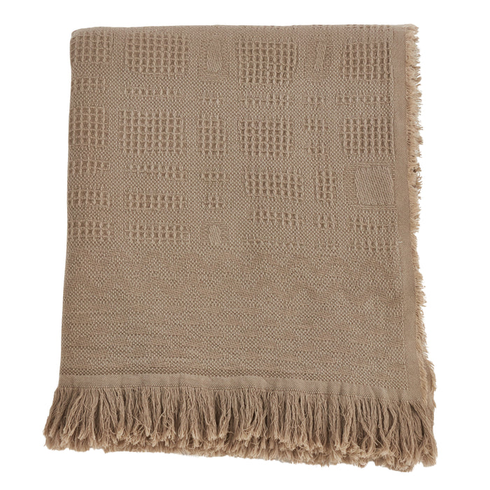 Occasion Gallery Taupe Cross Hatch Waffle Weave Decorative Cozy Throw Blanket,  50" X 60" 100% Cotton (1 piece)