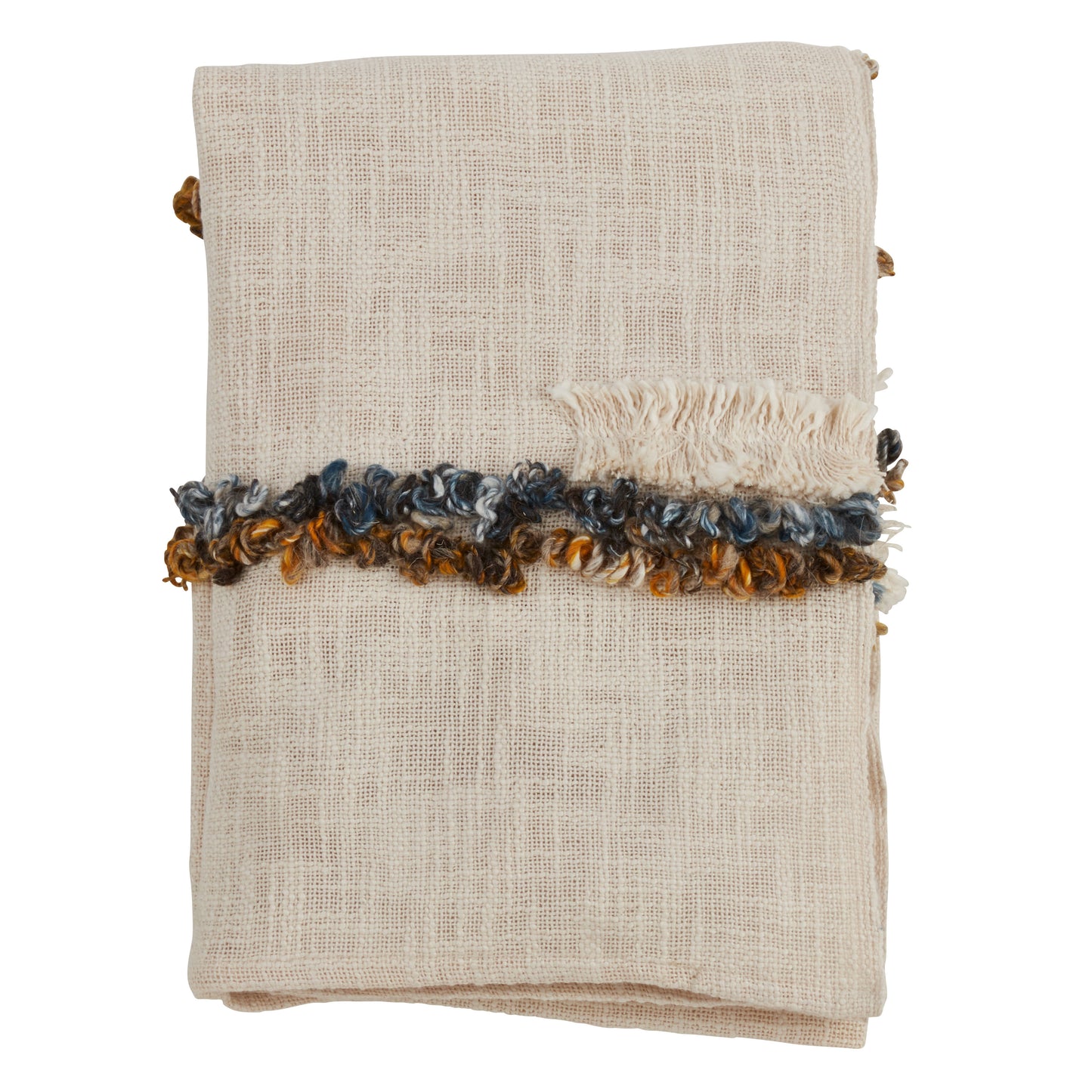 Occasion Gallery Ivory Embroidered Decorative Cozy Throw Blanket,  48" X 72" 100% Cotton (1 piece)