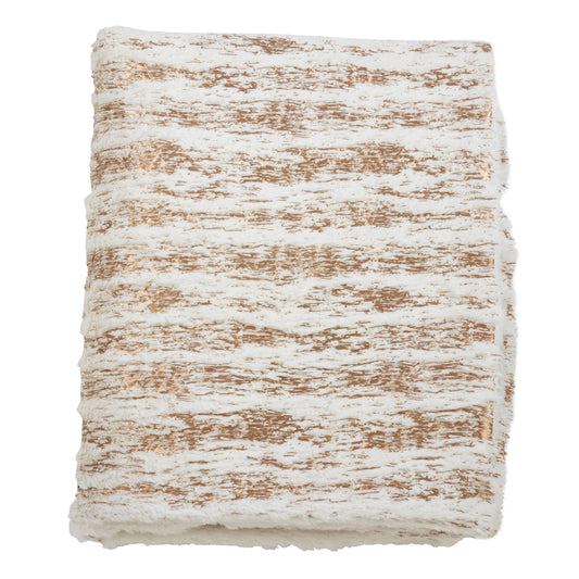 Occasion Gallery Gold Foil Print Faux Fur Decorative Cozy Throw Blanket,  50" X 60" 100% Polyester (1 piece)